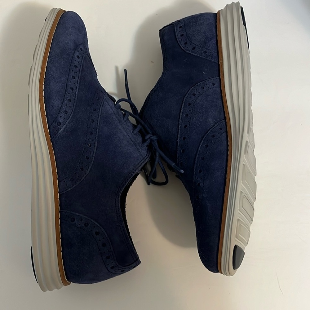 Cole Haan Grand.OS shoes woman’s 6.5 wingtoe blue oxford lace up tie suede upper - Picture 6 of 15